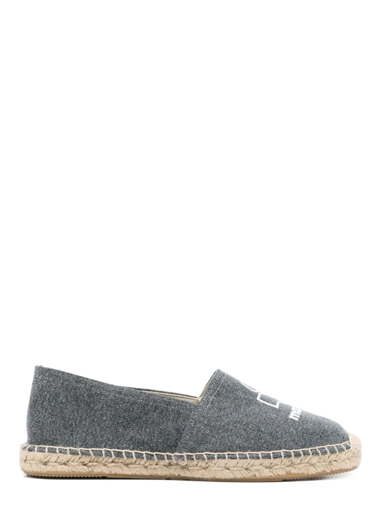 Textured Grey Slip-on Sneakers With Jute-wrapped Midsole In Gray