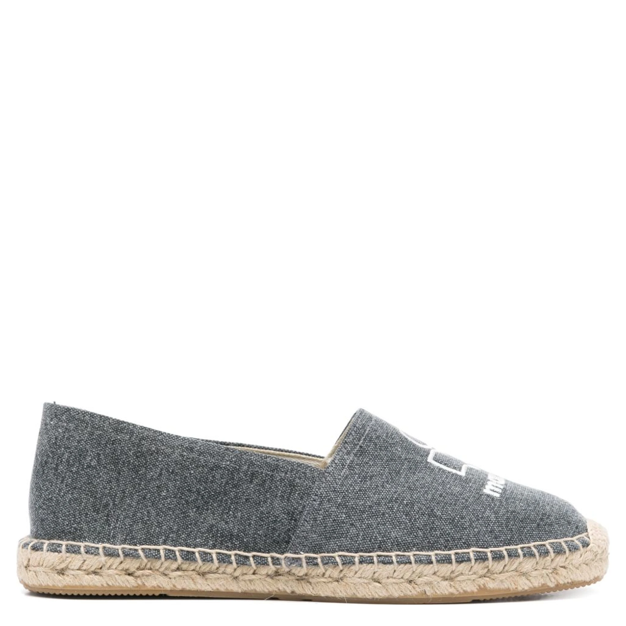 Textured Grey Slip-on Sneakers With Jute-wrapped Midsole In Gray