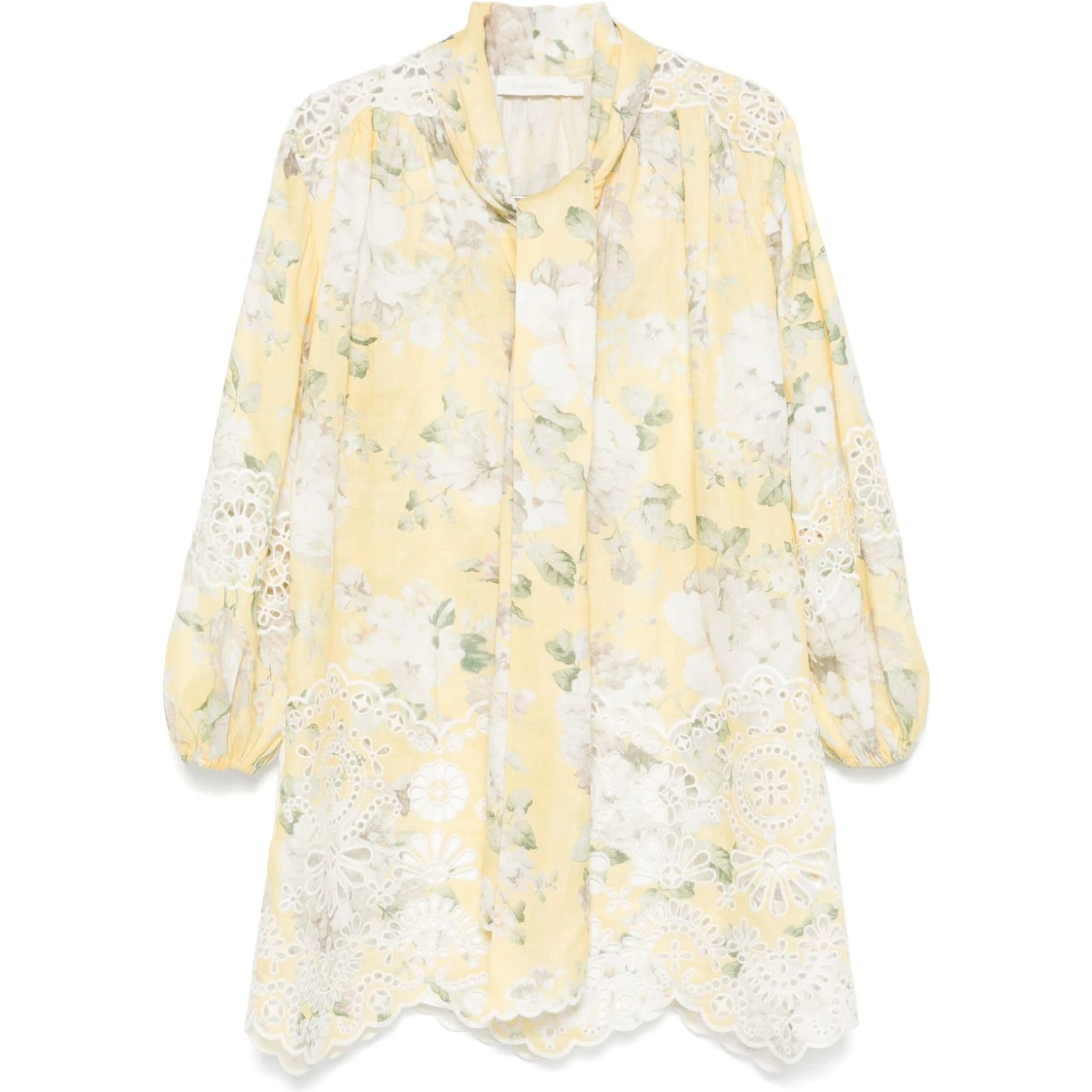 Delicate Floral Playsuit With Removable Belt And Ruffled Edges In Neutrals