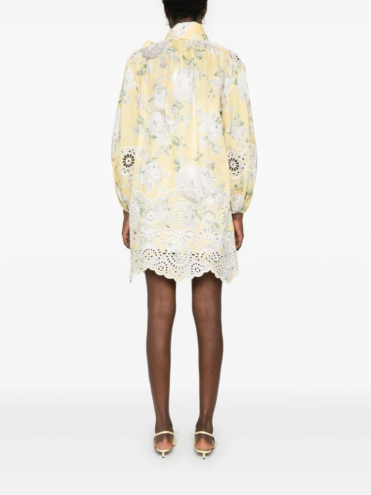 Delicate Floral Playsuit With Removable Belt And Ruffled Edges In Neutrals alternative