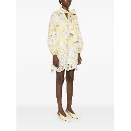 Delicate Floral Playsuit With Removable Belt And Ruffled Edges In Neutrals