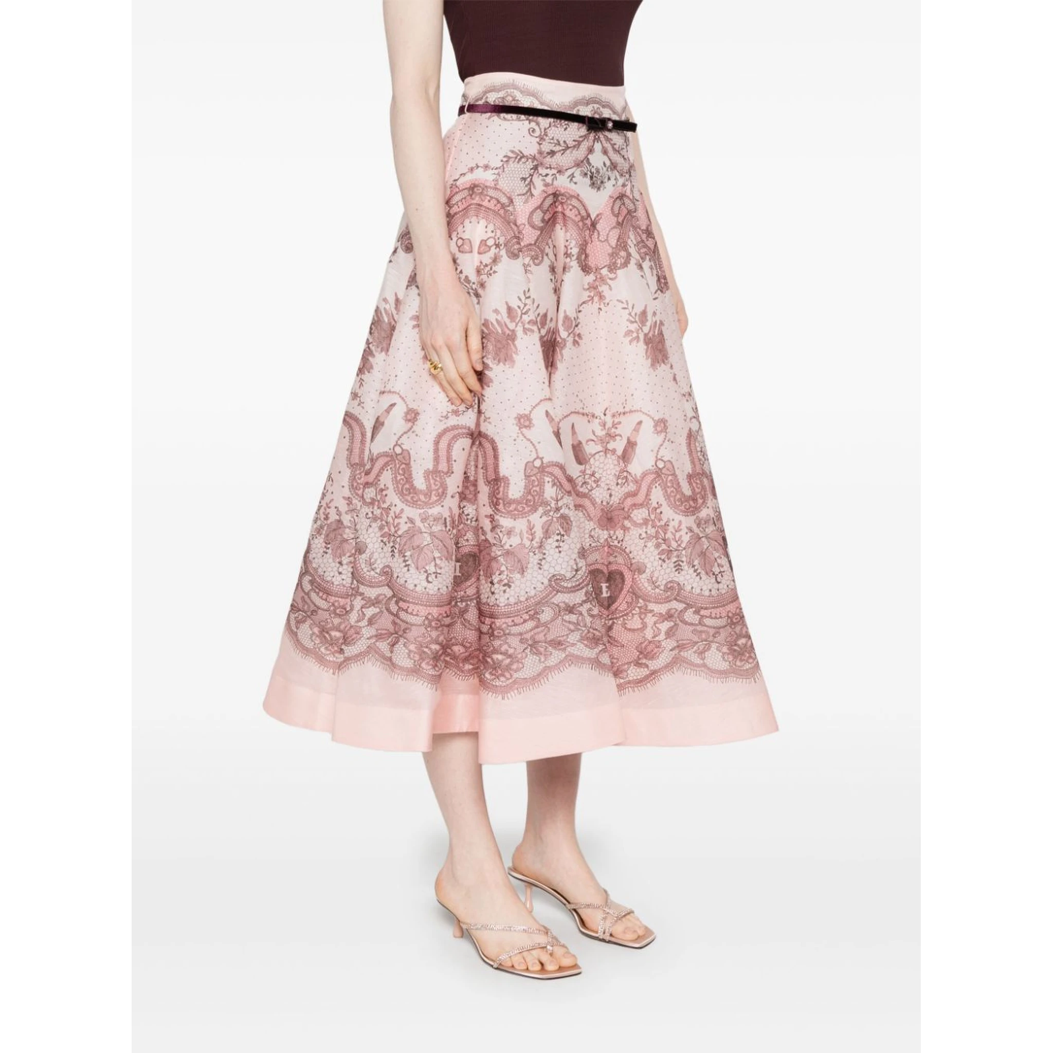 Crush flared midi skirt