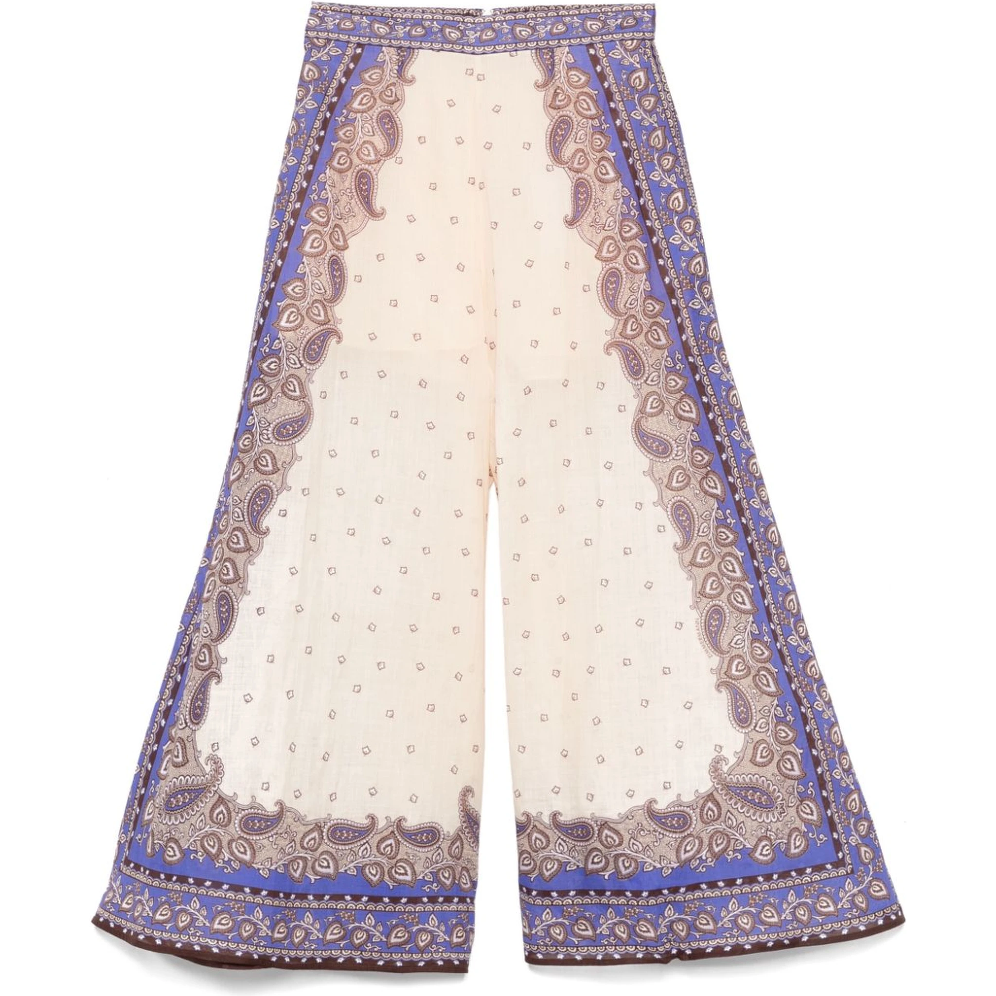 Maxine Paisley Crop Ramie Wide Leg Pants In Neutral