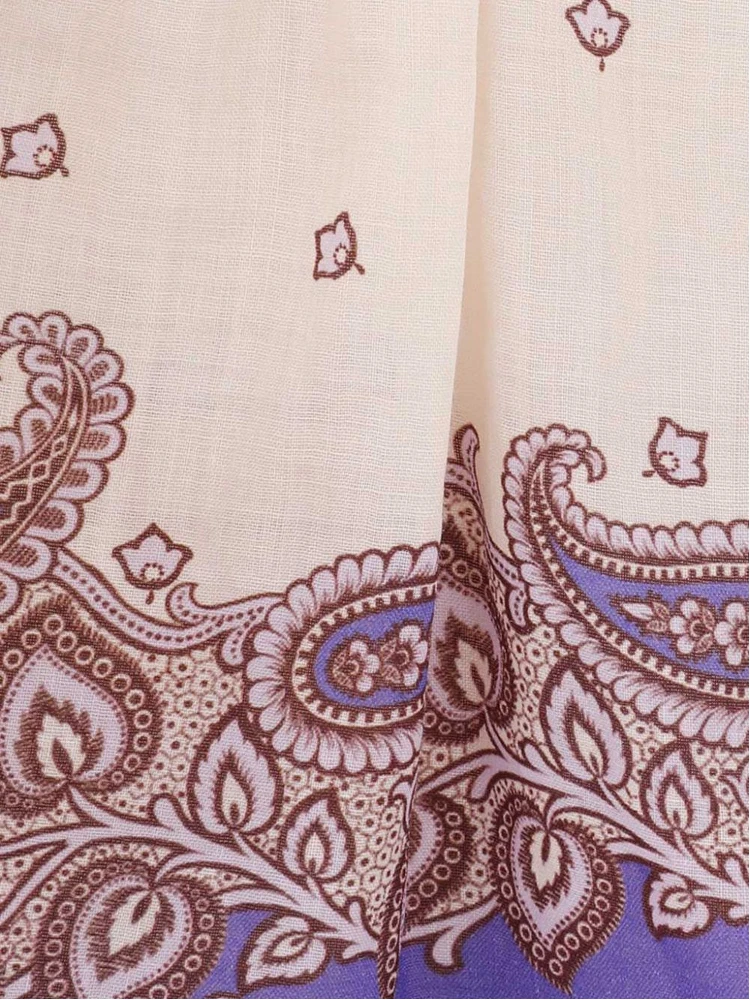 Maxine Paisley Crop Ramie Wide Leg Pants In Neutral alternative