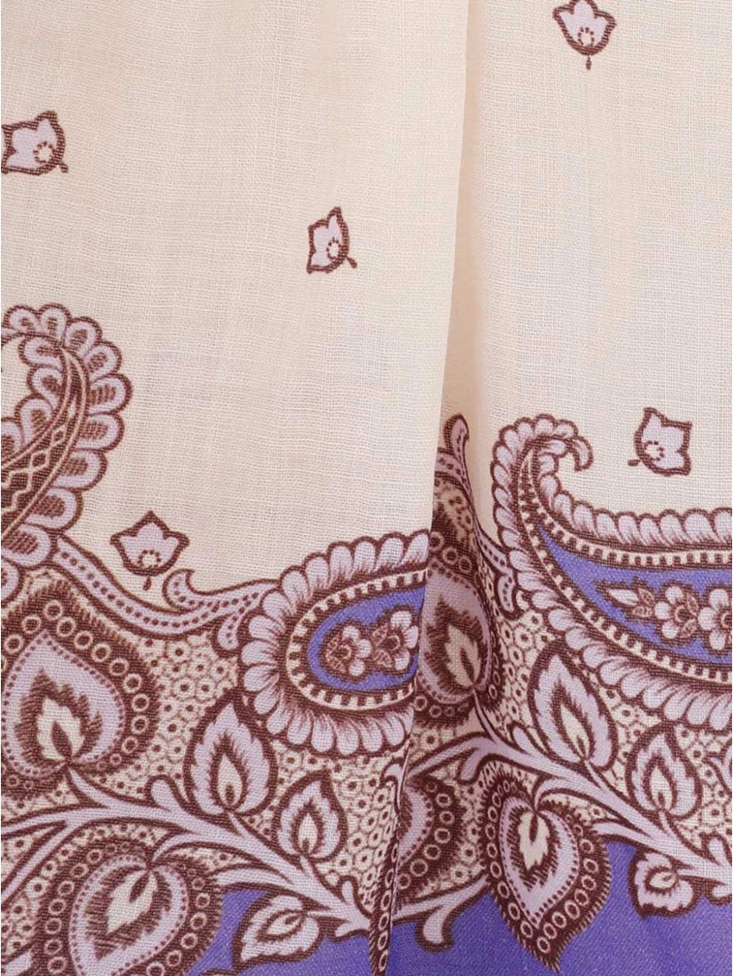 Maxine Paisley Crop Ramie Wide Leg Pants In Neutral