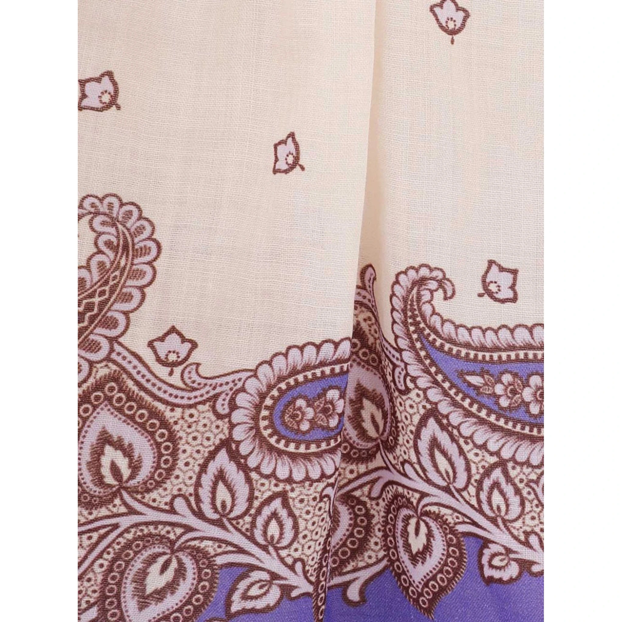 Maxine Paisley Crop Ramie Wide Leg Pants In Neutral