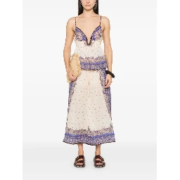 Maxine Paisley Crop Ramie Wide Leg Pants In Neutral