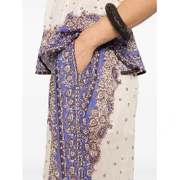 Maxine Paisley Crop Ramie Wide Leg Pants In Neutral