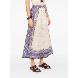 Maxine Paisley Crop Ramie Wide Leg Pants In Neutral