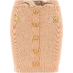 buttoned knitted midi skirt