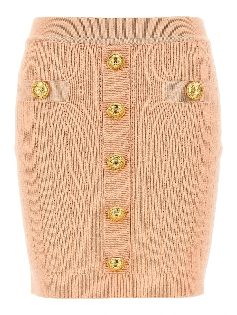 buttoned knitted midi skirt