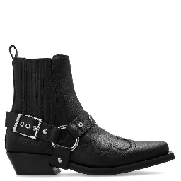 40mm Fitted Recycled Leather Ankle Boots In Black