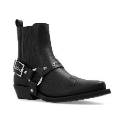 40mm Fitted Recycled Leather Ankle Boots In Black