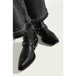 40mm Fitted Recycled Leather Ankle Boots In Black