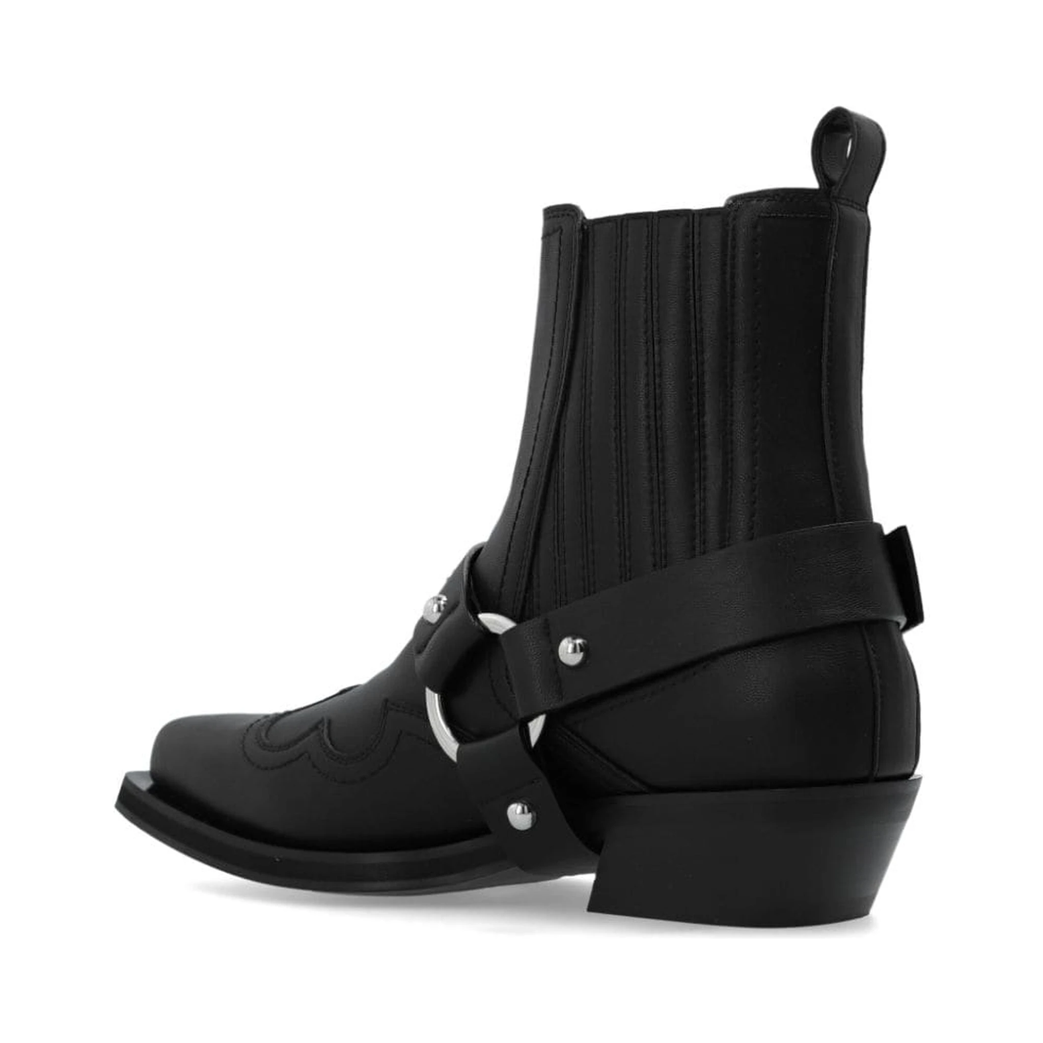 40mm Fitted Recycled Leather Ankle Boots In Black