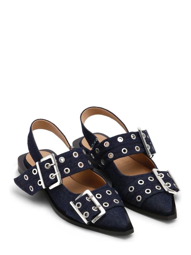 buckle-detail denim ballerina shoes alternative