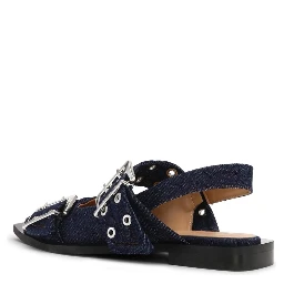 buckle-detail denim ballerina shoes