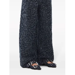 buckle-detail denim ballerina shoes