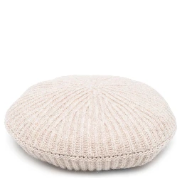 logo-patch ribbed-knit beret