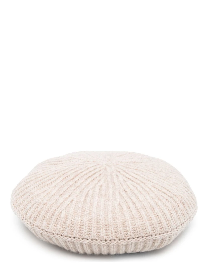 logo-patch ribbed-knit beret