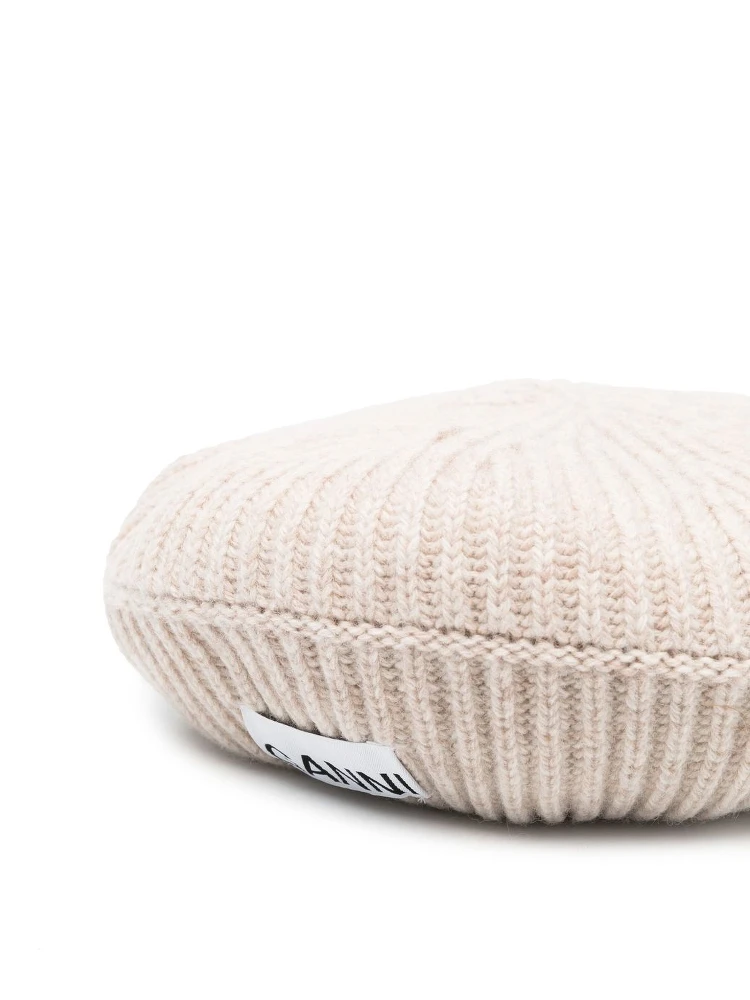 logo-patch ribbed-knit beret alternative