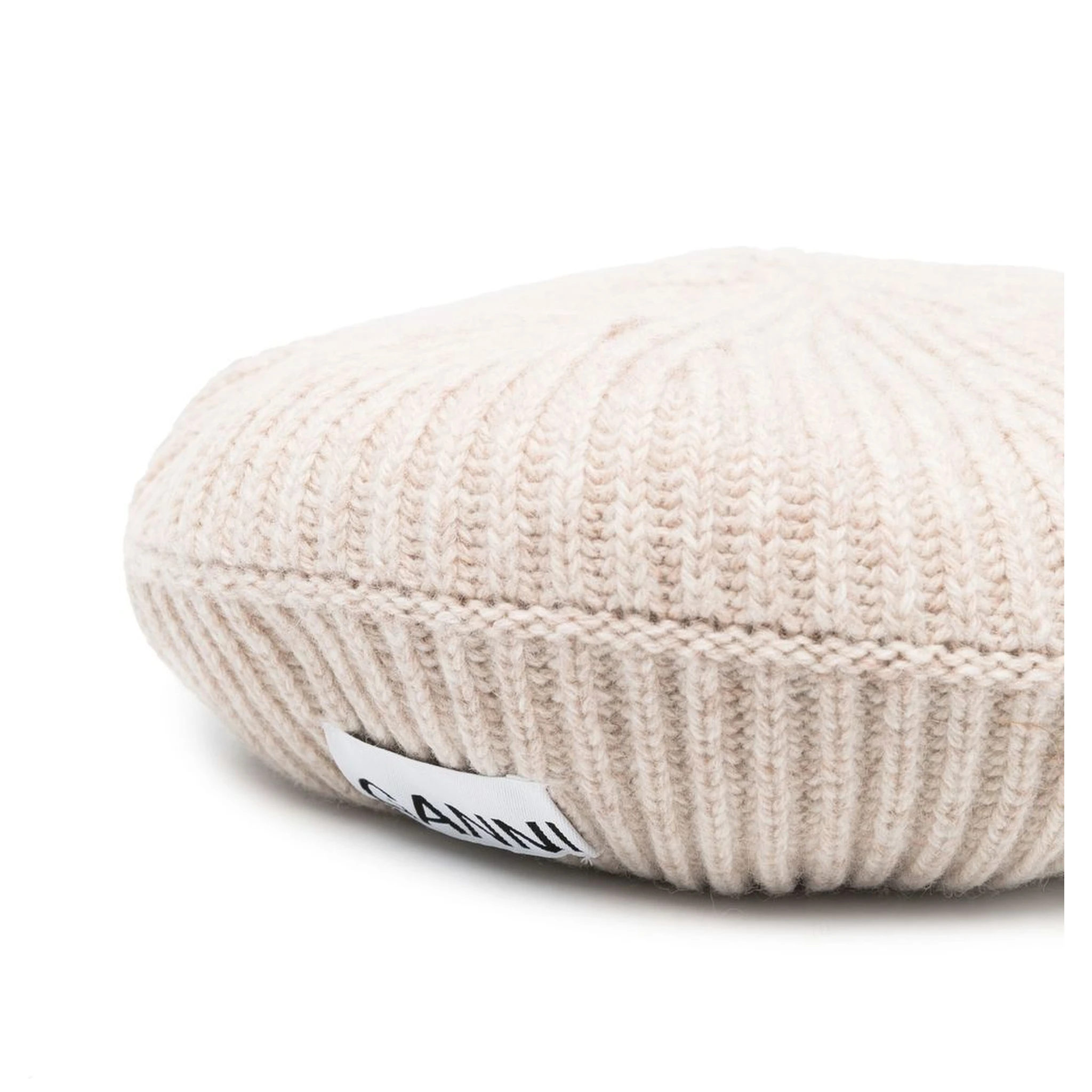 logo-patch ribbed-knit beret