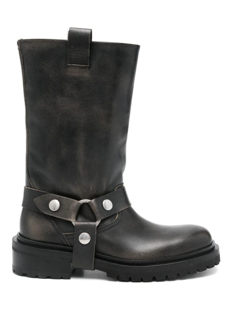 Kurt buckle-strap calfskin boots