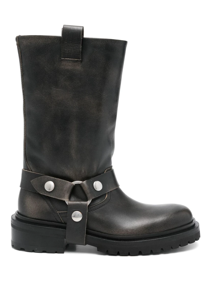 Kurt buckle-strap calfskin boots