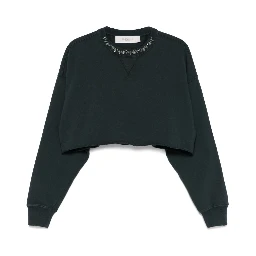 Women Organic Cotton Cropped Sweatshirt In Green