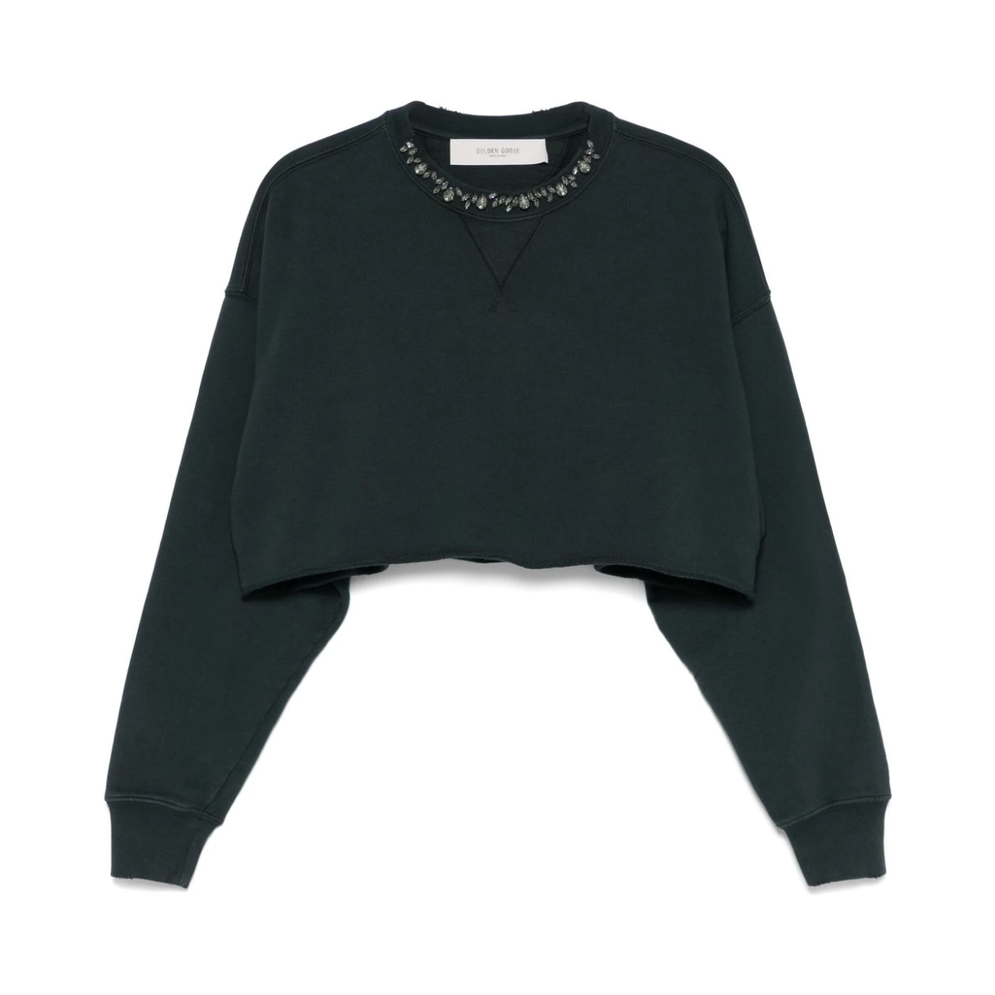 Women Organic Cotton Cropped Sweatshirt In Green