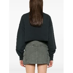 Women Organic Cotton Cropped Sweatshirt In Green