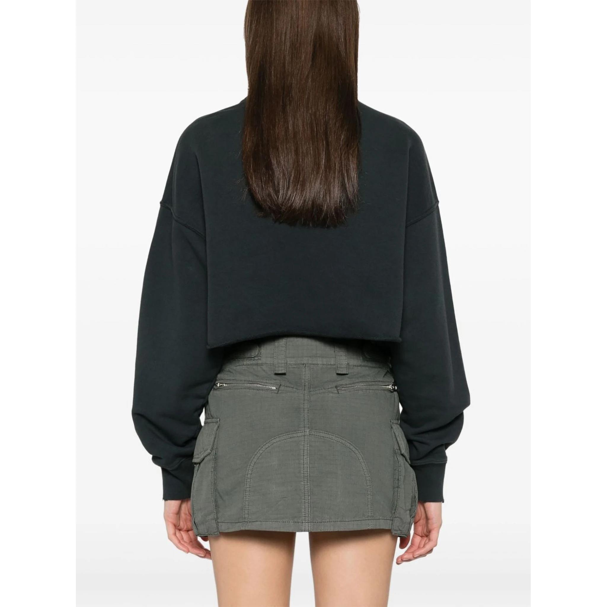 Women Organic Cotton Cropped Sweatshirt In Green