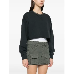 Women Organic Cotton Cropped Sweatshirt In Green