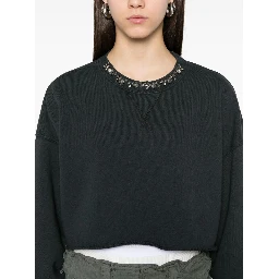 Women Organic Cotton Cropped Sweatshirt In Green