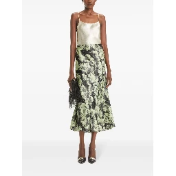 Printed Satin Skirt In Black