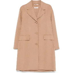 Wool Coat With Notched Lapels And Pockets In Camel