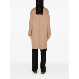 Wool Coat With Notched Lapels And Pockets In Camel