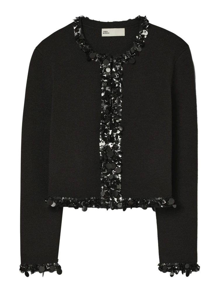 Beaded Cardigan In Black