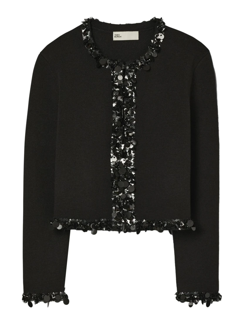 Beaded Cardigan In Black