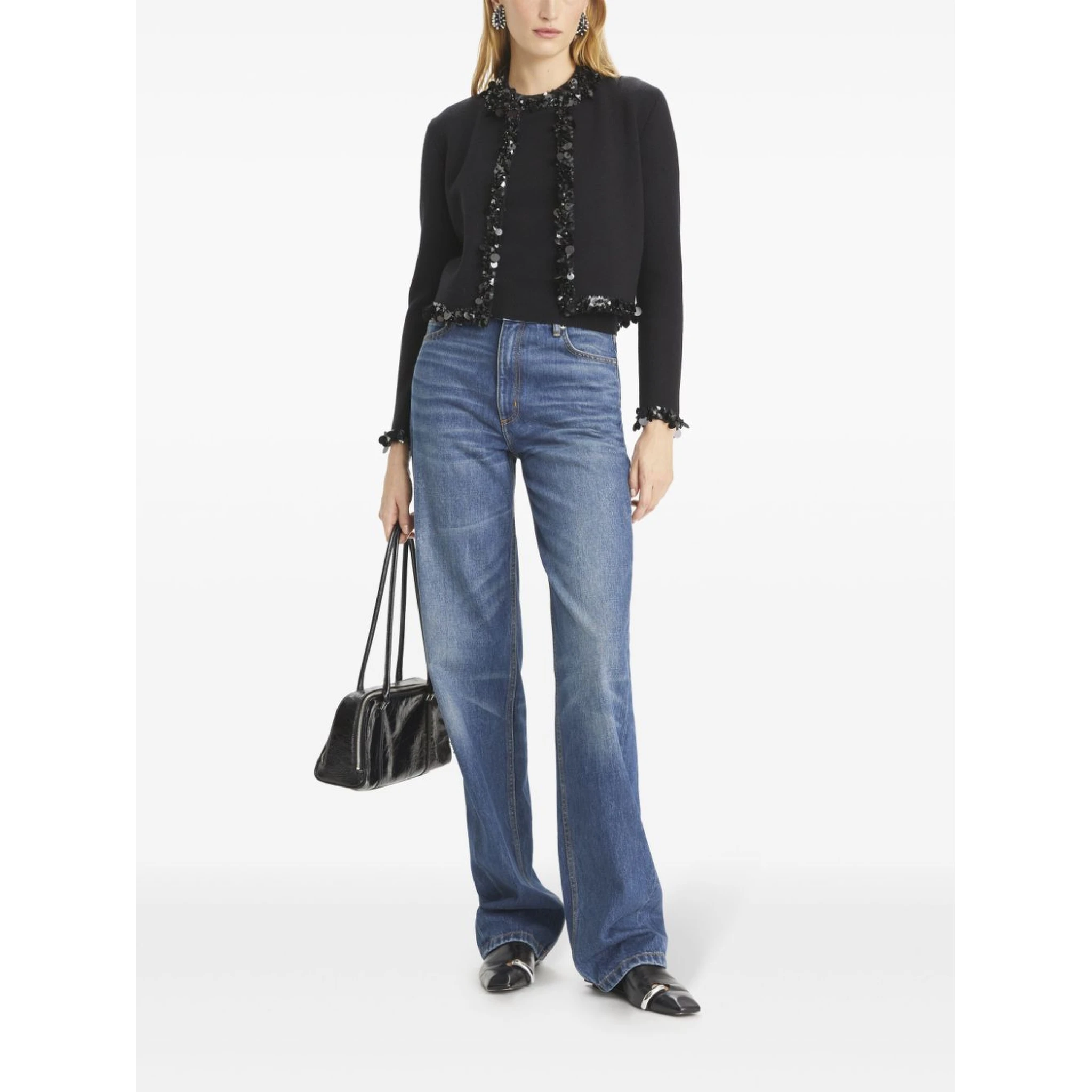 Beaded Cardigan In Black