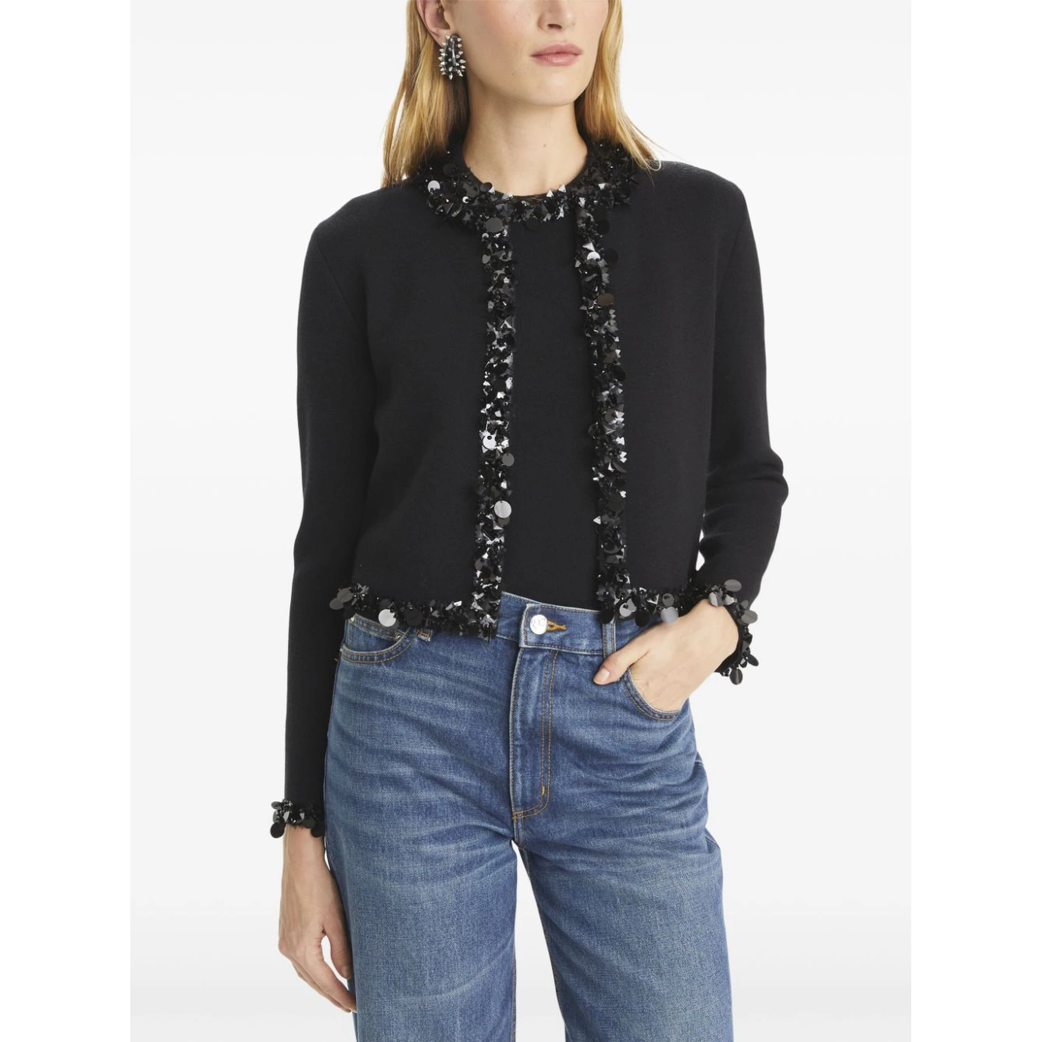 Beaded Cardigan In Black