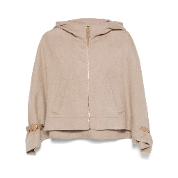 Virgin Wool-silk-cashmere Poncho In Beige