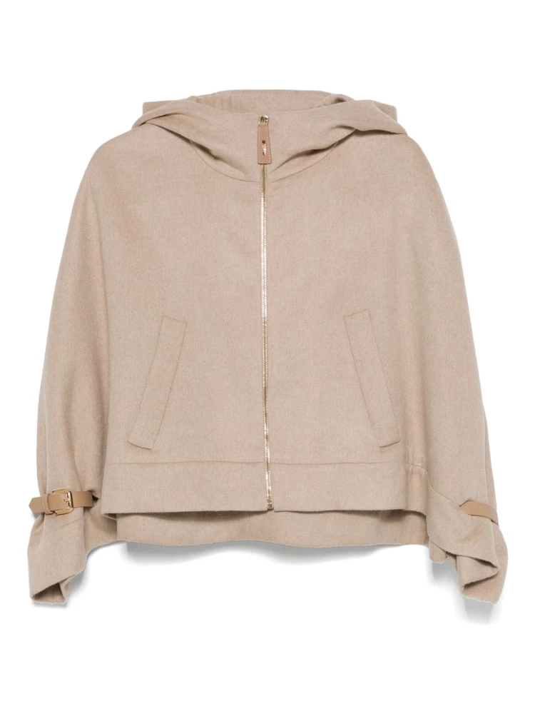 Virgin Wool-silk-cashmere Poncho In Beige