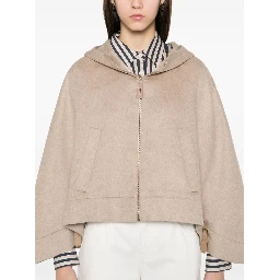 Virgin Wool-silk-cashmere Poncho In Beige
