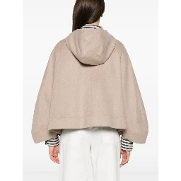 Virgin Wool-silk-cashmere Poncho In Beige