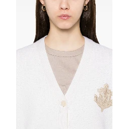 Ravello Cardigan with Deep V-Neck and Embroidered Emblem