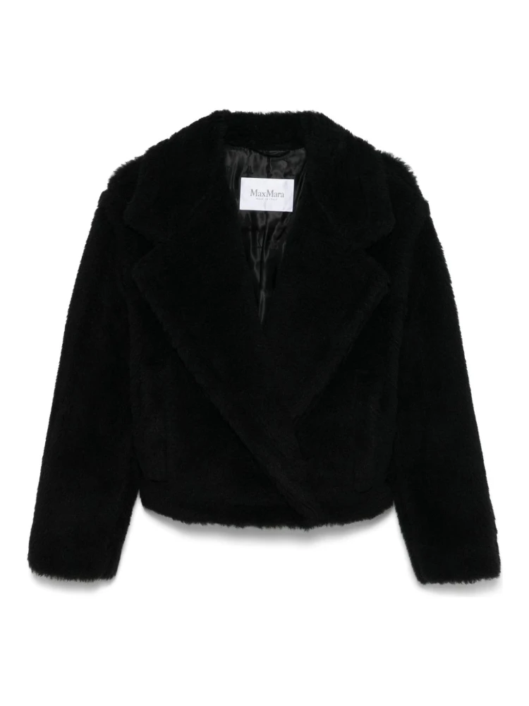 Oggeri Alpaca, Wool, And Silk Teddy Coat In Black