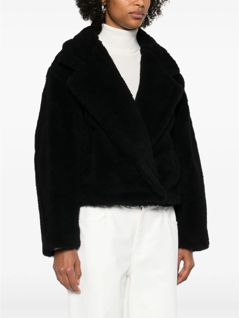 Oggeri Alpaca, Wool, And Silk Teddy Coat In Black