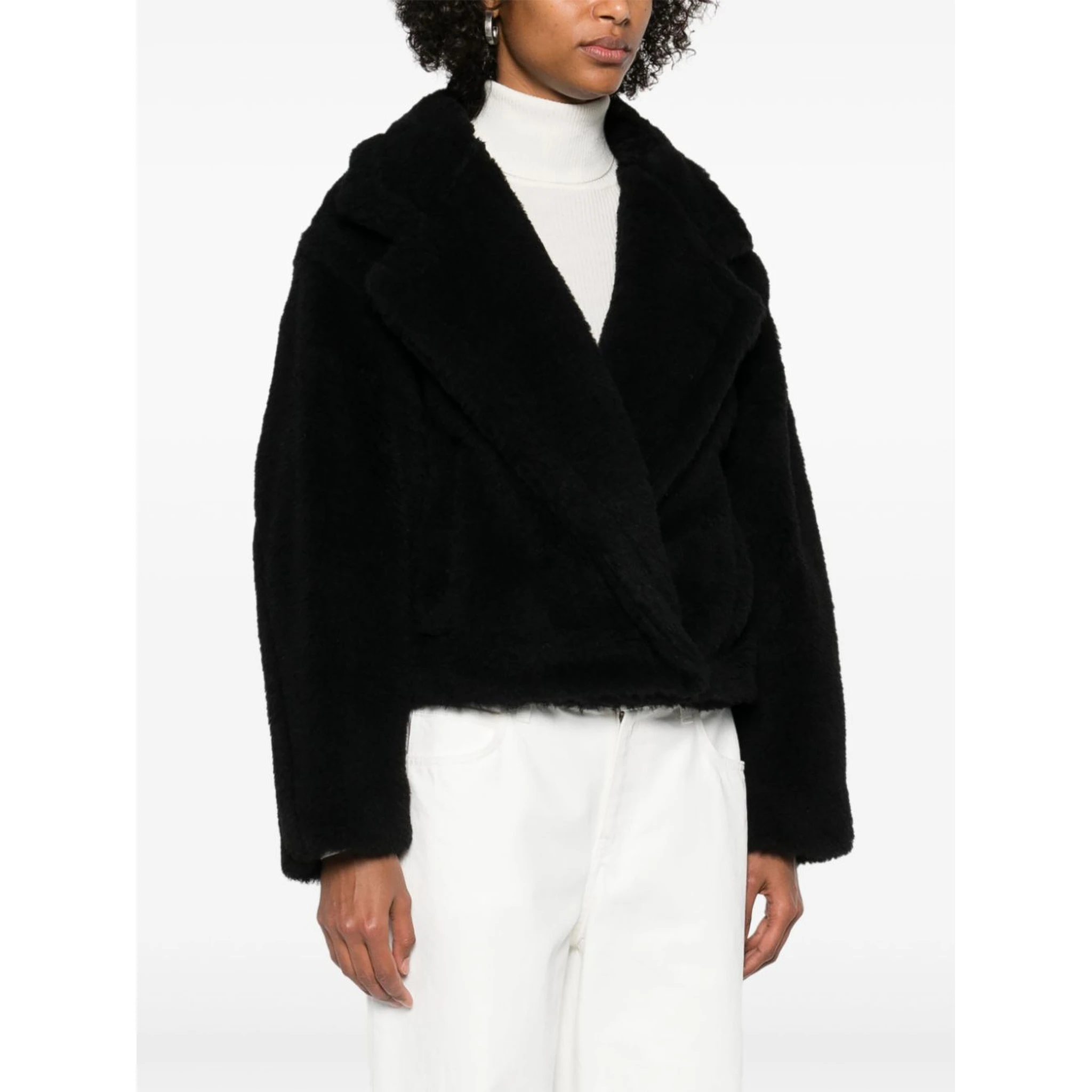 Oggeri Alpaca, Wool, And Silk Teddy Coat In Black