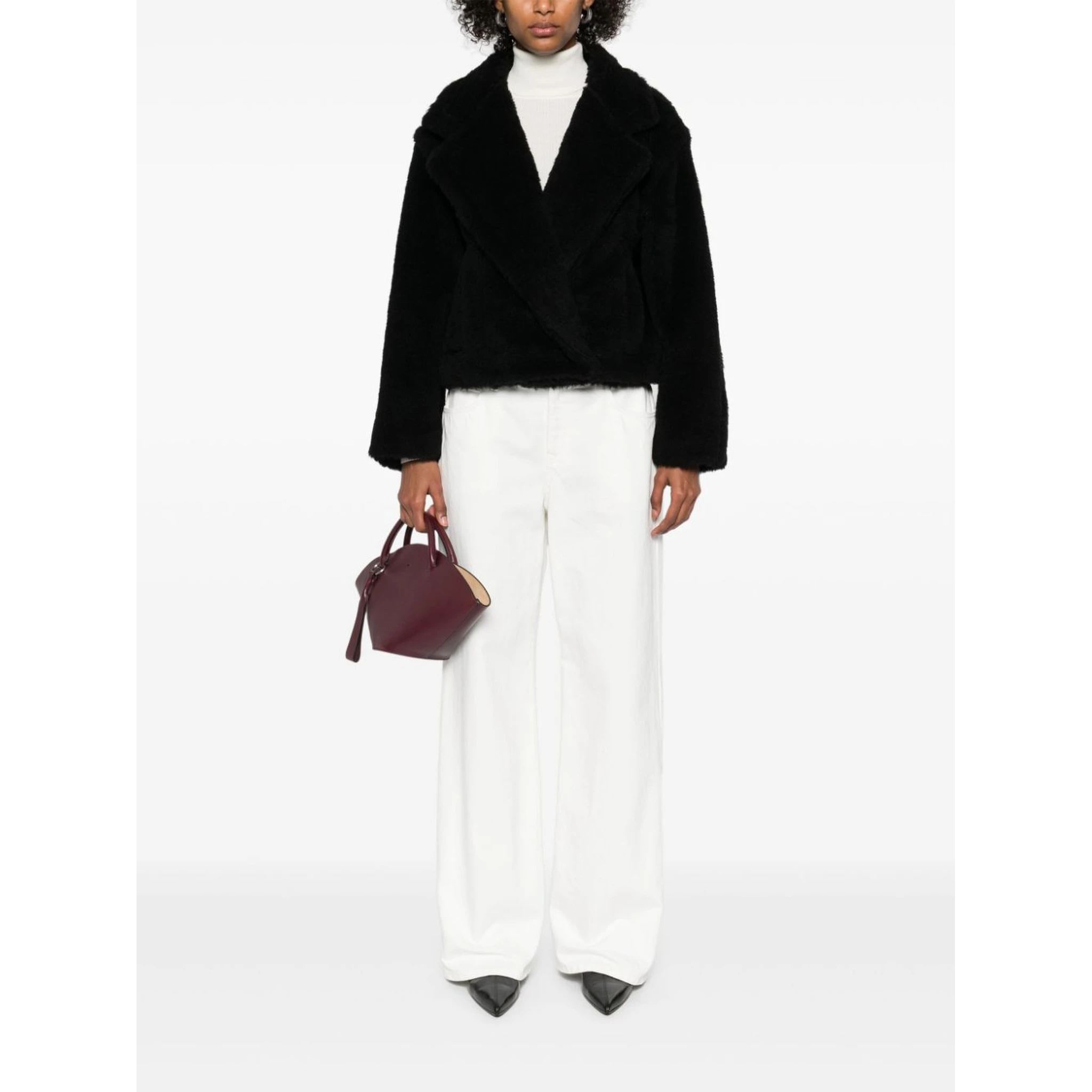 Oggeri Alpaca, Wool, And Silk Teddy Coat In Black